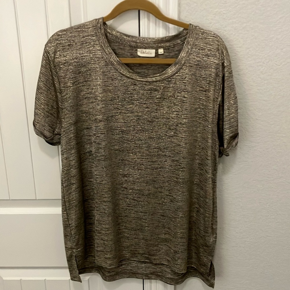 Deletta Gold Textured Knit Top